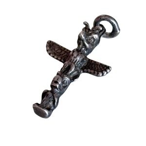Vtg Sterling Silver Totem Pole Pendant‎ Charm Native American Style Jewelry Mini